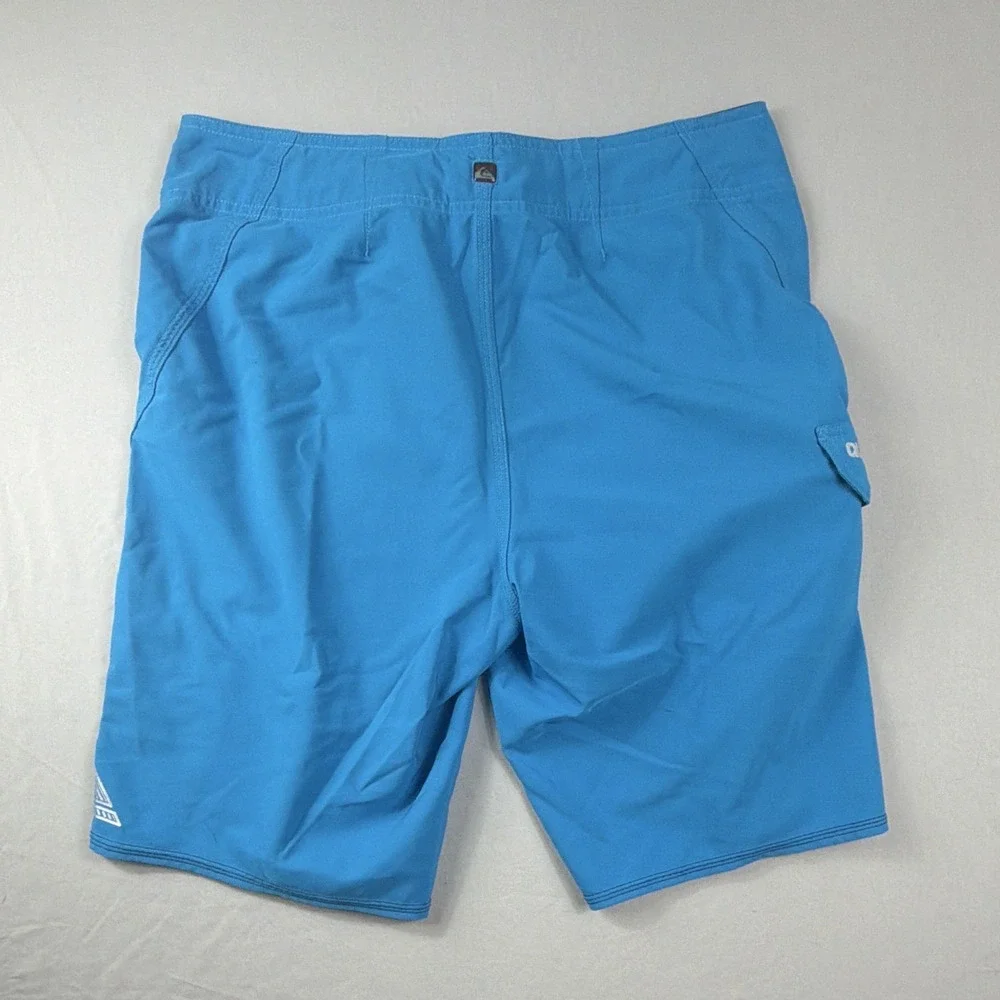 Quilksilver Swim Trunks board shorts, blue, cargo pocket, drawstring, men's 34